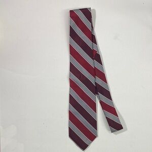 Classic Burgundy and Gray Striped Tie